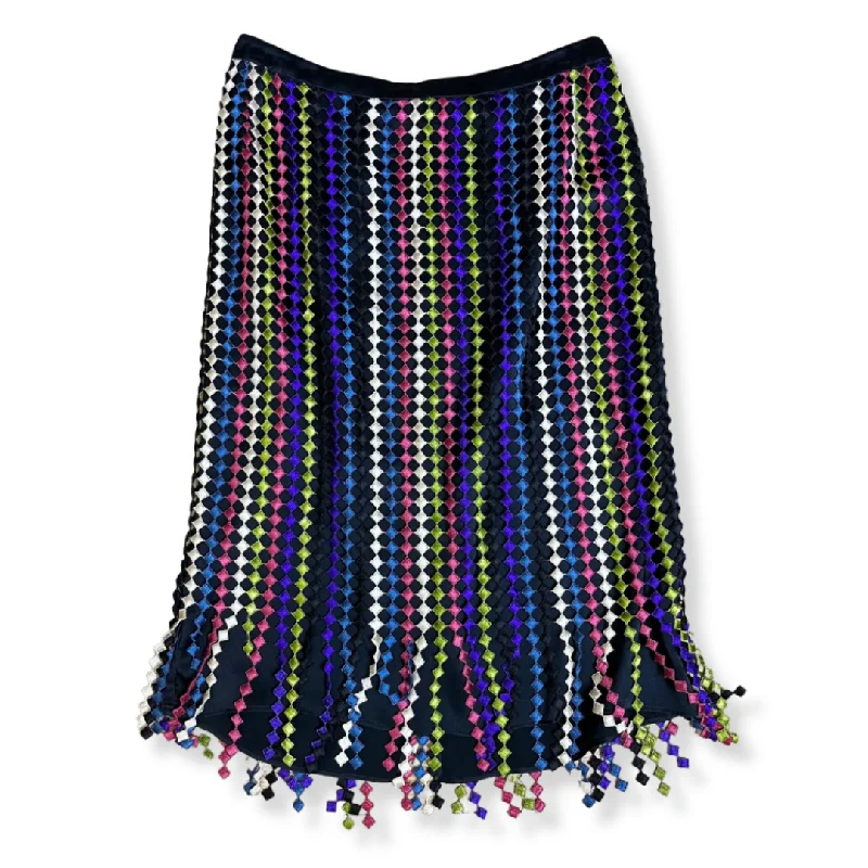 Striped Rainbow Eyelet Silk Skirt by ETRO spandex blend skirt