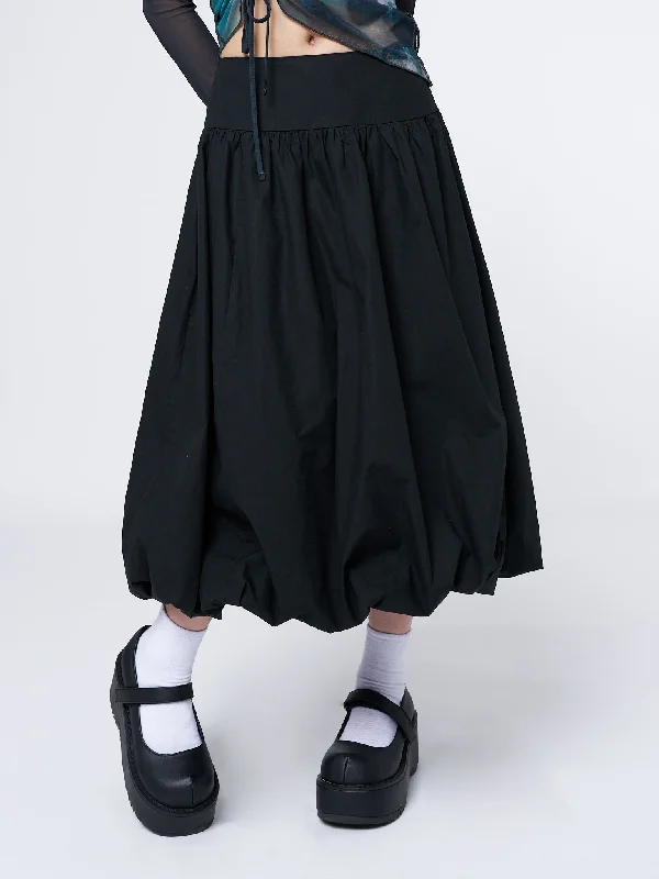 Suya Black Bubble Midi Skirt denim skirt durable