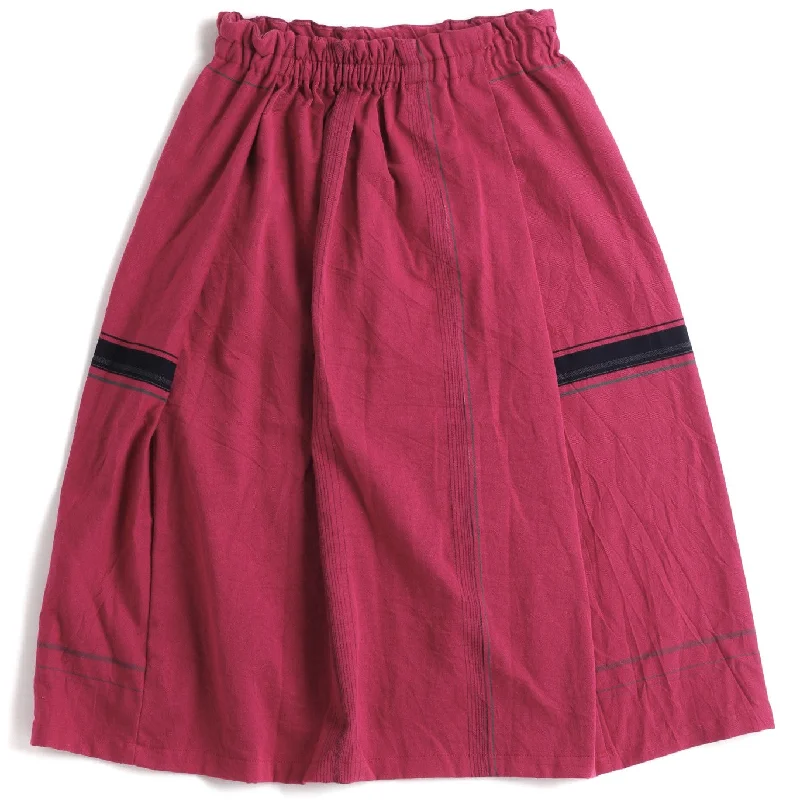 TAMAKI NIIME Gathered Skirt - Striped Berry chiffon skirt flowing