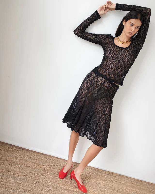 Taylor Skirt Lace Black wool skirt warm