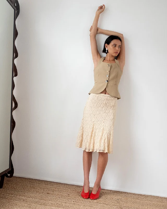 Taylor Skirt Lace Cream velvet skirt luxurious
