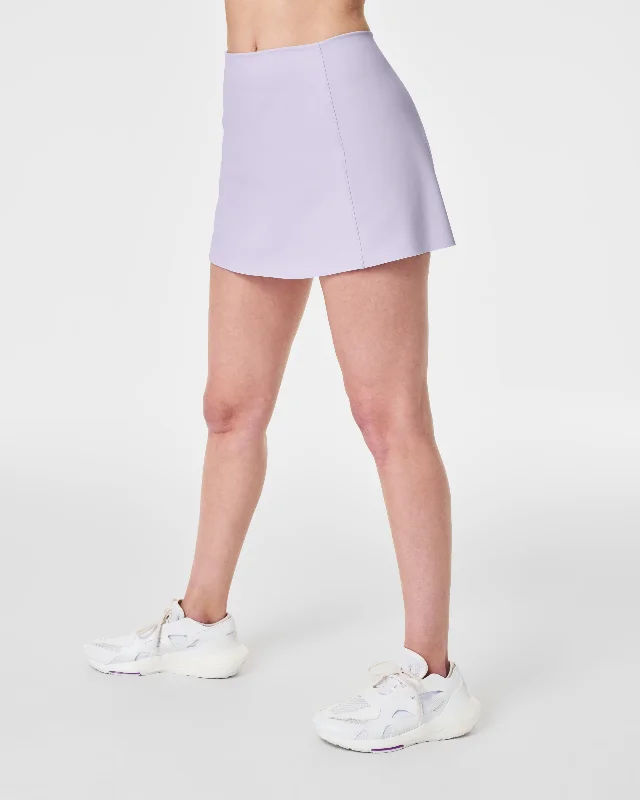 The Get Moving Core Luxe Skort, Violet Air leather skirt bold