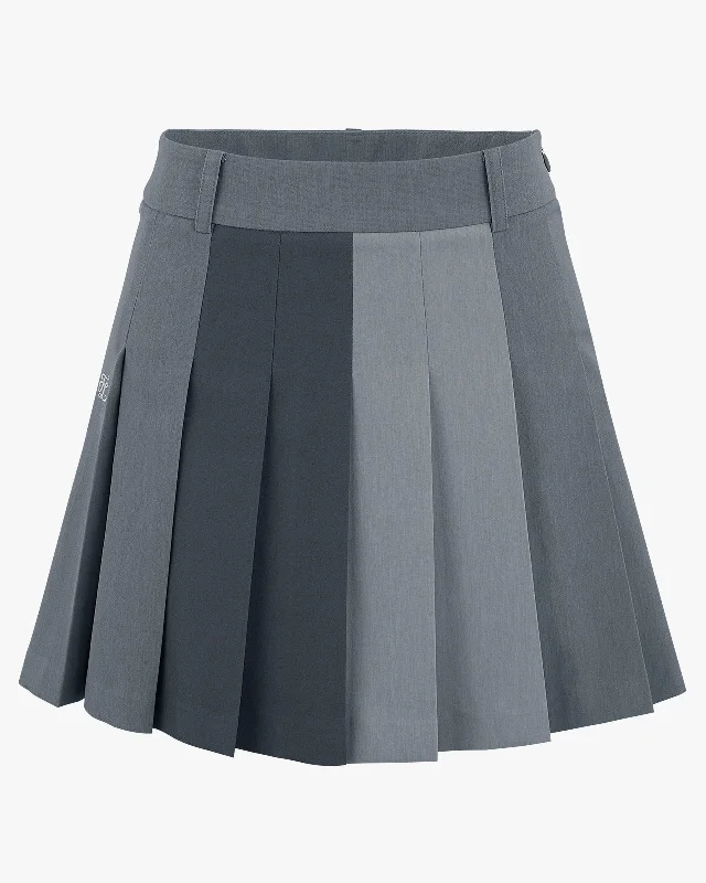 Tone-on-tone pleated skirt - Grey denim skirt classic