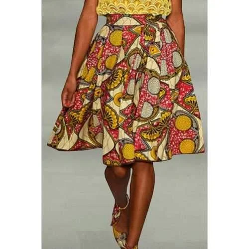Stylish Retro Geometric Print Pleated Women's Skirt - Xl leather skirt bold