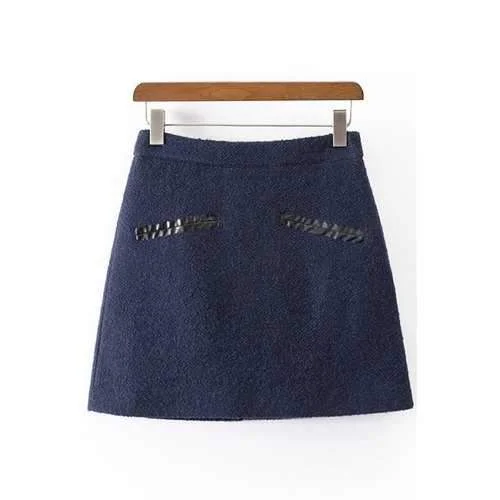 Stylish High Waisted Solid Color Worsted Women's Skirt - Cadetblue L chiffon skirt lightweight
