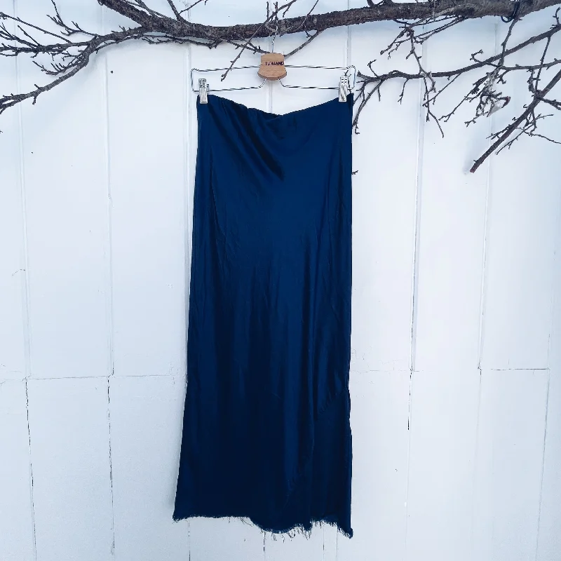 VH-1297 Navy Satin Bias Skirt wool skirt thick