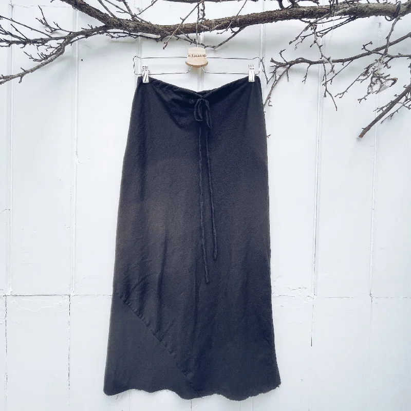 VH-1305 Blk Drawstring Bias Cut Skirt chiffon skirt flowing
