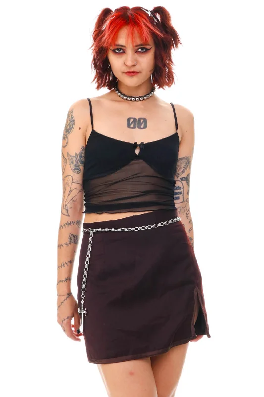 Vintage 90's Brown Mini Skirt - S pleated skirt texture