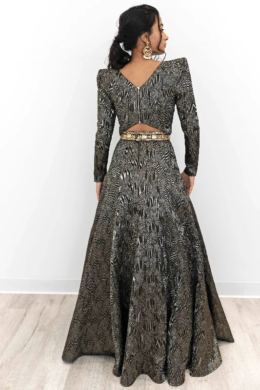 VINYA Diamond Maze Jacquard Lehenga Skirt flowy skirt hem