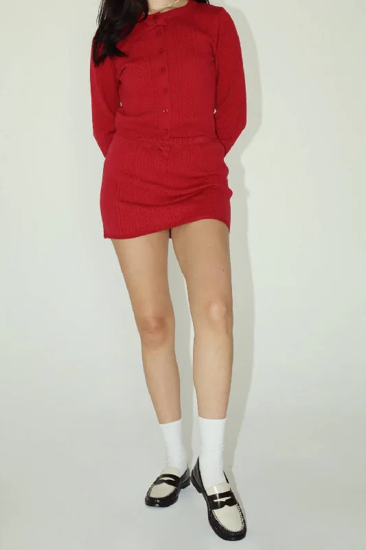 With Love Knit Skirt Cherry Red wool skirt sturdy