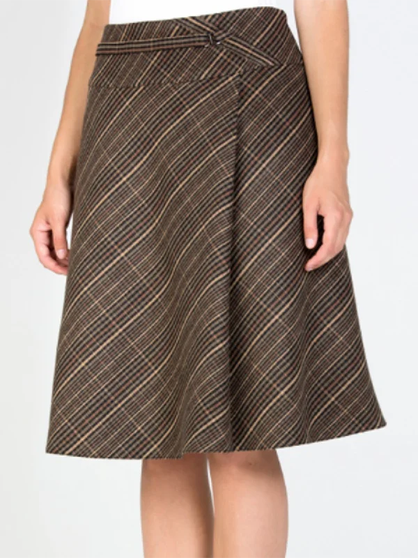 Women'S Casual Commuter Checkered Skirt asymmetrical skirt cut