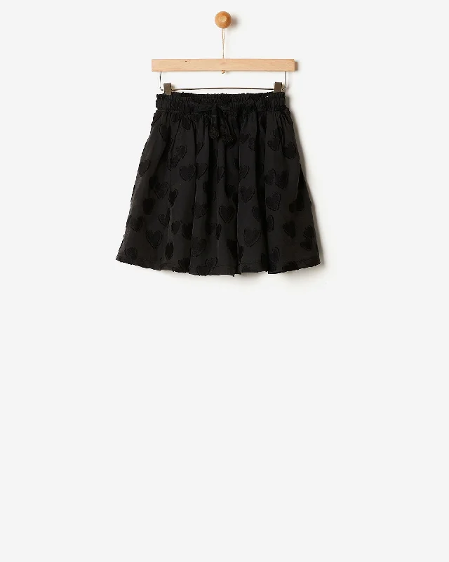 YELL-OH BLACK HEART SKIRT tiered skirt playful